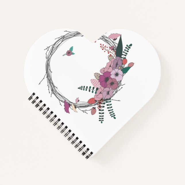 Cahier à reliure spirale en forme de cœur (Devant)