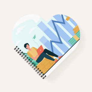 Cahier à reliure spirale en forme de cœur