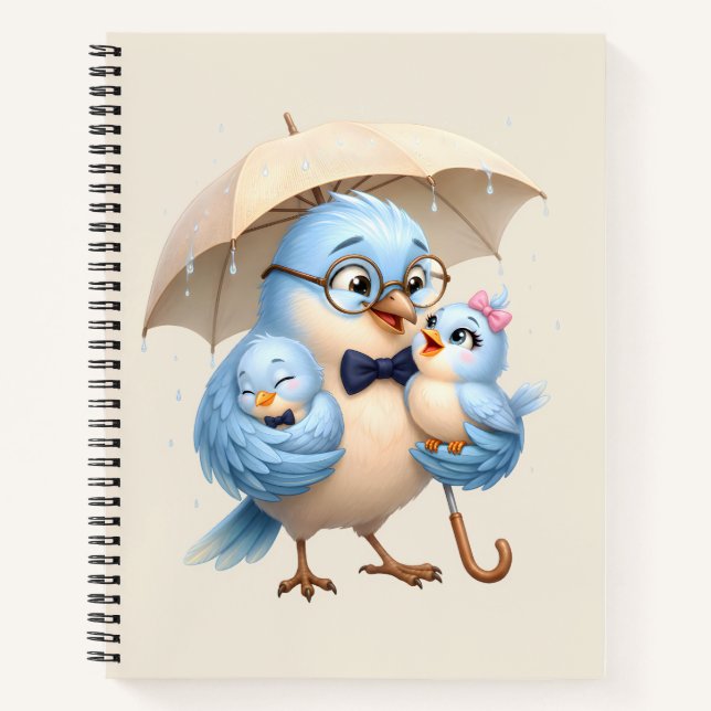 Cahier à reliure spirale Famille Papa Oiseau (Devant)