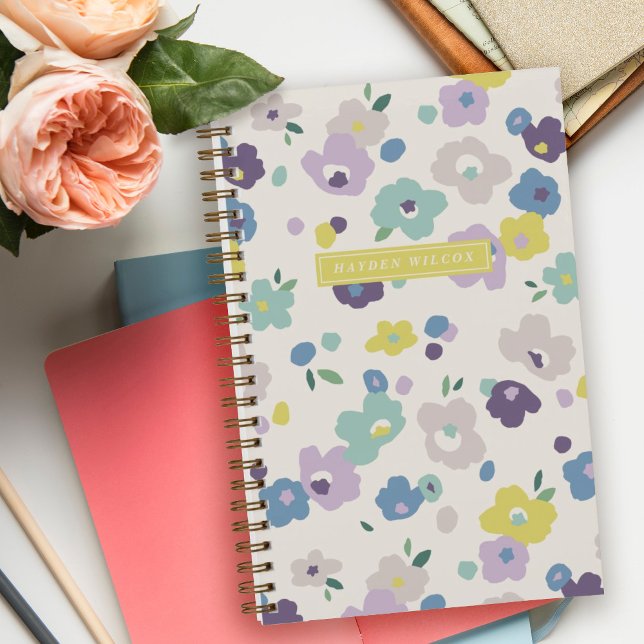 Cahier à reliure spirale Fleurs Violet Bleu Menthe (Créateur téléchargé)