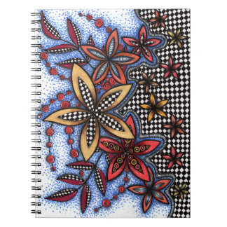 Cahier à reliure spirale floral abstrait Doodle