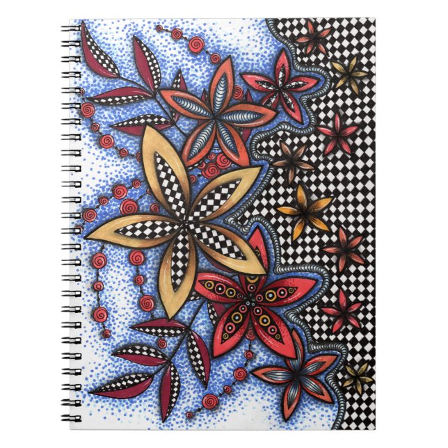 Cahier à reliure spirale floral abstrait Doodle (Devant)