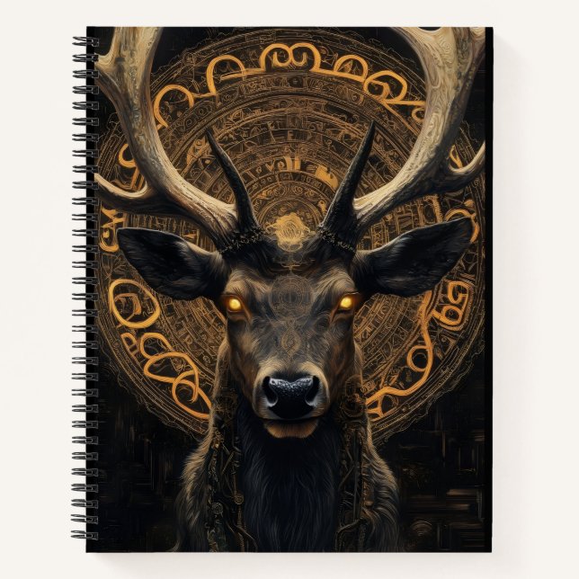 Cahier à reliure spirale – Gardien Cerf Mystique | (Devant)