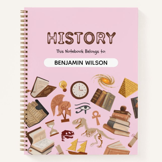 Cahier à reliure spirale Histoire Rose & Marron –  (Devant)