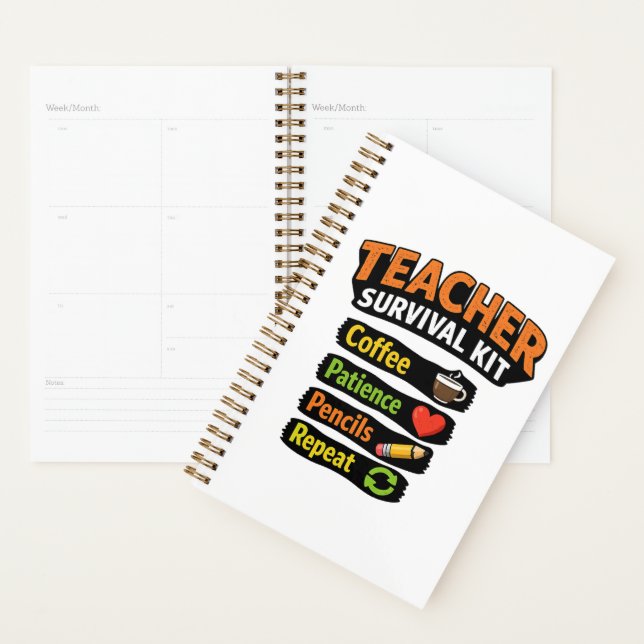 Cahier à reliure spirale Kit de Survie Enseignant (Devant avec enveloppe)