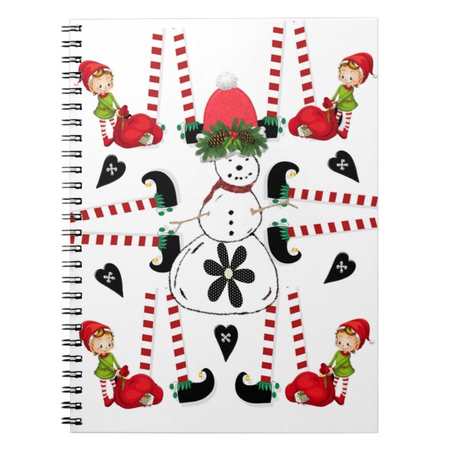 Cahier à reliure spirale Noël Bonhomme de neige El (Devant)