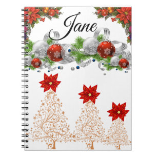 Cahier à reliure spirale Noël Poinsettia