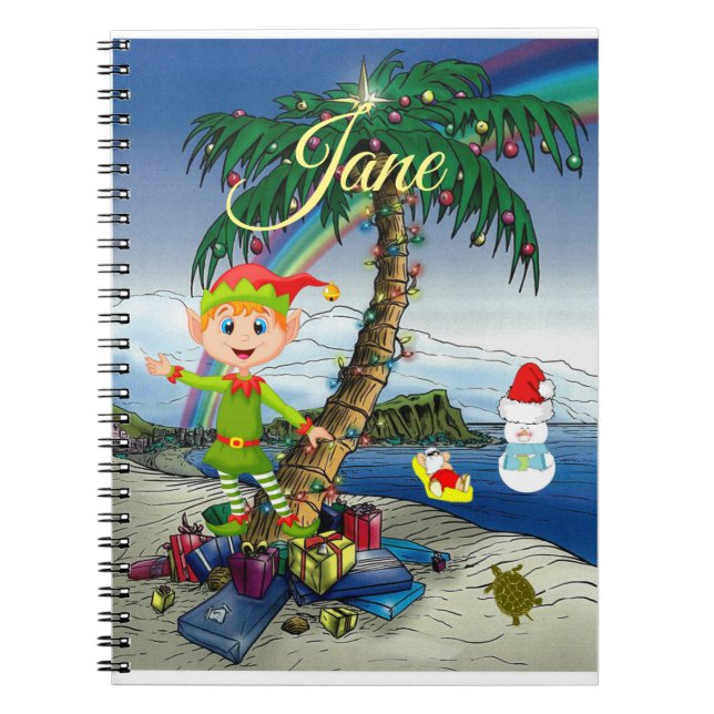 Cahier à reliure spirale Noël Santa Beach Bum (Devant)