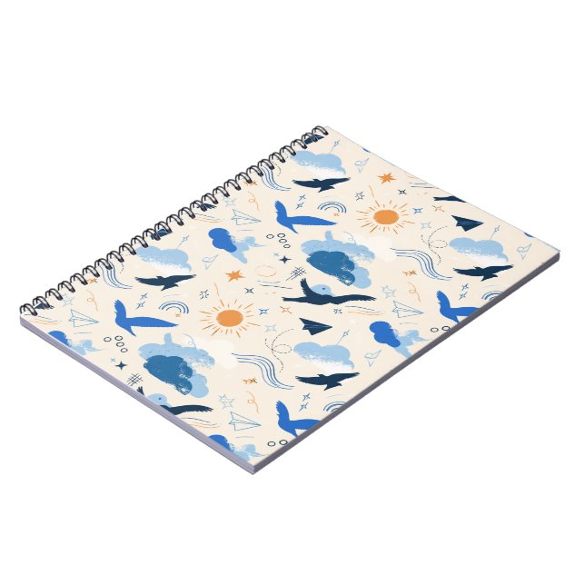 Cahier à reliure spirale Oiseaux rêveurs et Nuages (Côté gauche)
