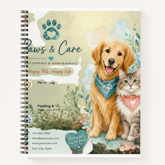 Cahier à reliure spirale pour gardien de chats et  (Devant)