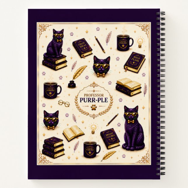 Cahier à reliure spirale Professor Purr-Ple™ (Dos)