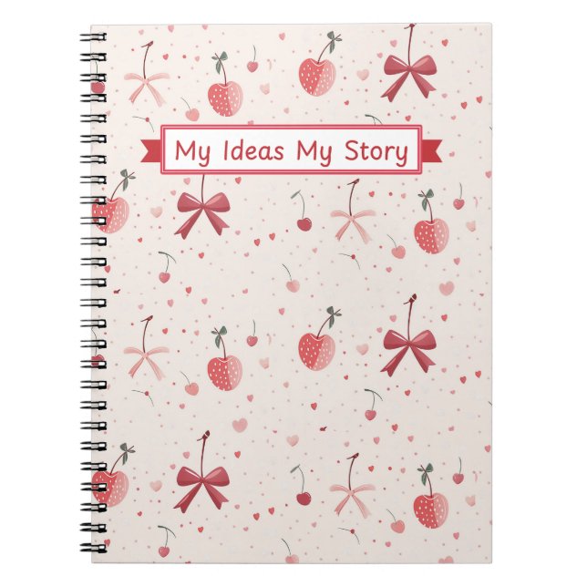 Cahier à ruban rose – Esthétique Coquette Mignonne (Devant)