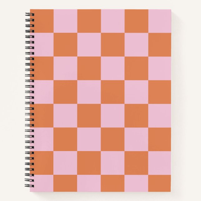 Cahier à spirale à carreaux rose et rouge (Devant)