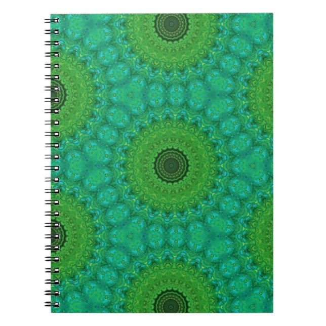 Cahier à spirale à motif circulaire vert et bleu (Devant)