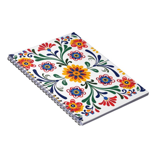 Cahier à spirale à motif floral d'art folklorique  (Côté Droit)