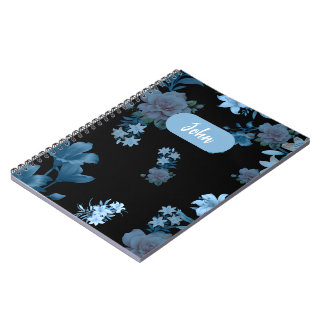 Cahier à spirale à motif floral sarcelle élégant