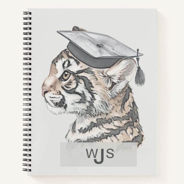 Cahier à spirale à thème de diplôme de tigre uniqu (Devant)