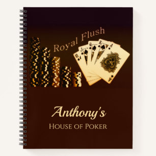 Cahier à spirale à thème de poker Royal Flush