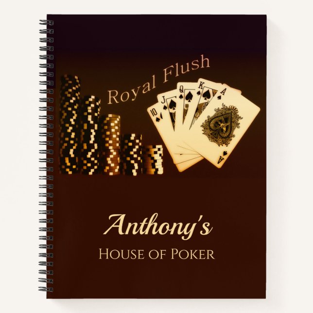 Cahier à spirale à thème de poker Royal Flush (Devant)