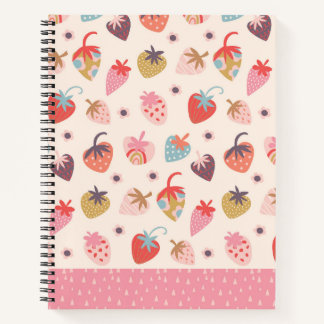 Cahier à spirale amusant aux fraises