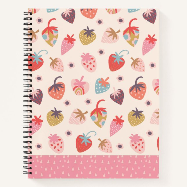 Cahier à spirale amusant aux fraises (Devant)