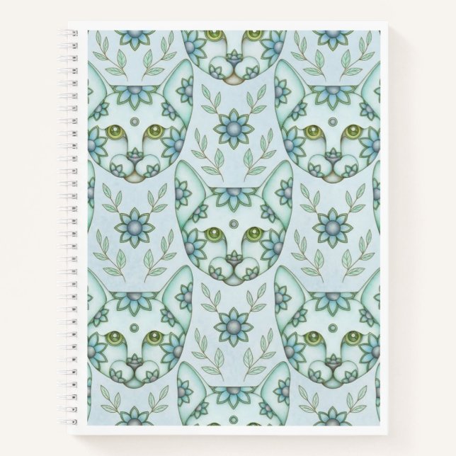 Cahier à spirale AQUA CATS avec FLEURS (Devant)