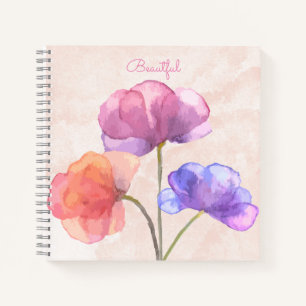 Cahier à spirale aquarelle rose 21,59 cm x 21,59 c