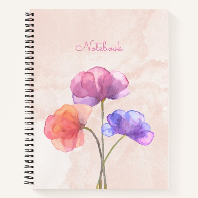 Cahier à spirale aquarelle rose 21,59 cm x 27,94 c (Devant)