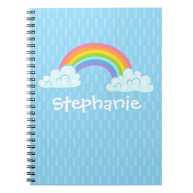 Cahier à spirale Arc-en-ciel Fantaisiste avec nom  (Devant)