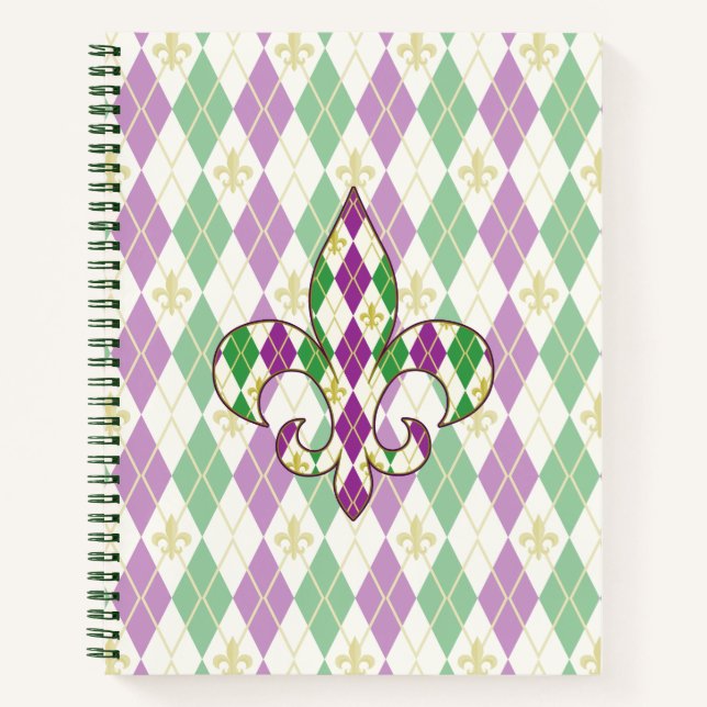 Cahier à spirale Argyle Mardi Gras (Devant)