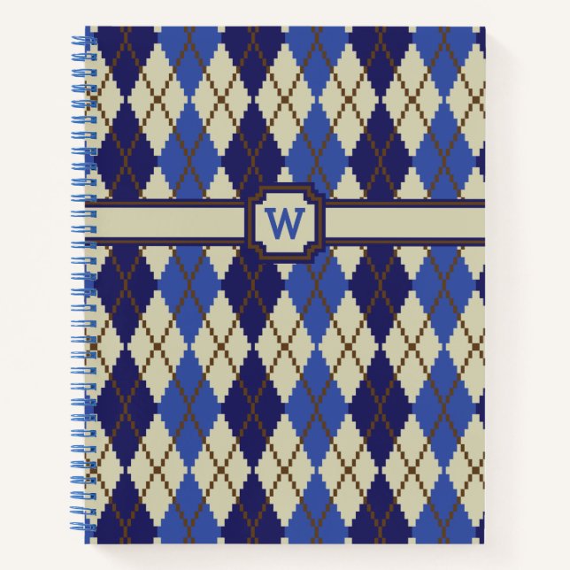 Cahier à spirale Argyle Scone Bleuet (Devant)