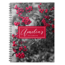 Cahier à spirale aux baies de pyracantha