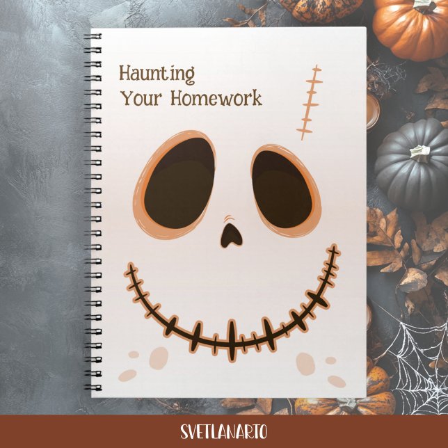 Cahier à spirale avec crâne mignon pour Halloween (Frontal view)