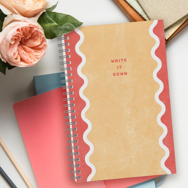 Cahier à spirale avec lignes ondulées orange rouge (Créateur téléchargé)