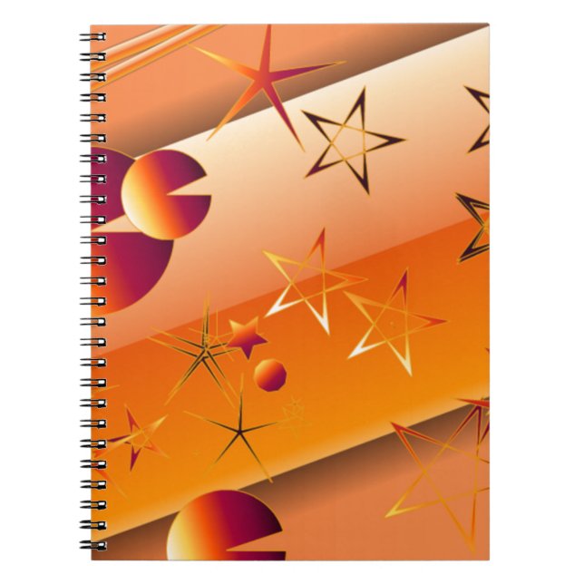 Cahier à spirale avec motif abstrait orange (Devant)