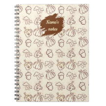 Cahier à spirale avec motif automnal et nom person