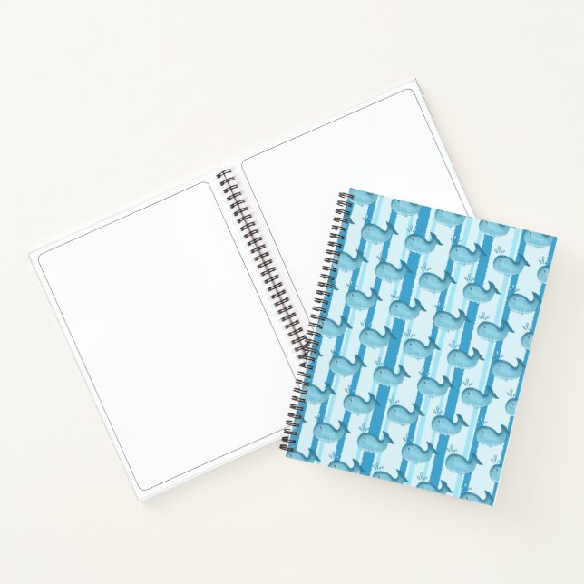 Cahier à spirale bébé baleine mignonne rayures ble (Intérieur)