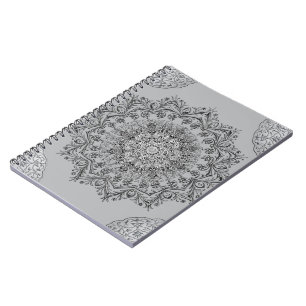 Cahier à spirale bohème mandala gris élégant