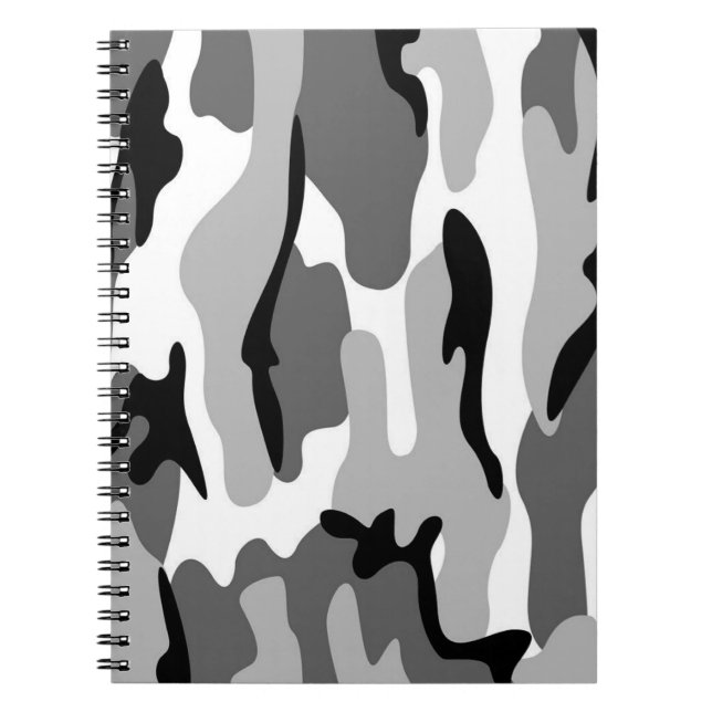 Cahier à spirale camouflage gris et noir (Devant)