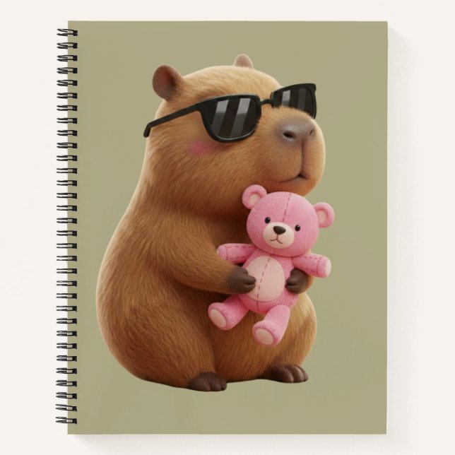 Cahier à spirale Capybara mignon qui étreint un ou (Devant)