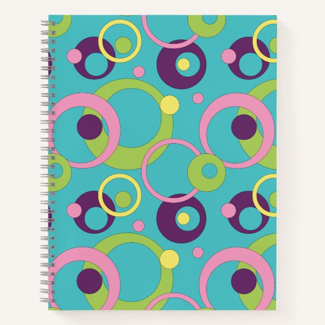 Cahier à spirale Cercles bleus funky (Devant)