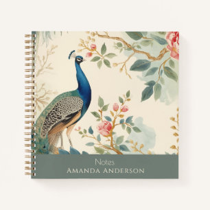 Cahier à spirale chinoiserie paon