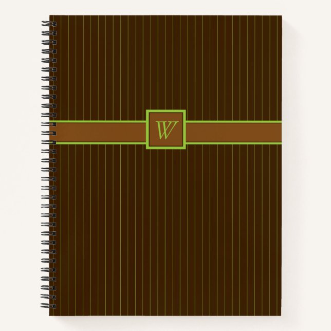 Cahier à spirale Chocolat aux rayures lime (Devant)