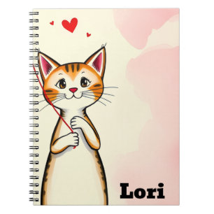 Cahier à spirale coeurs rouges chat mignon