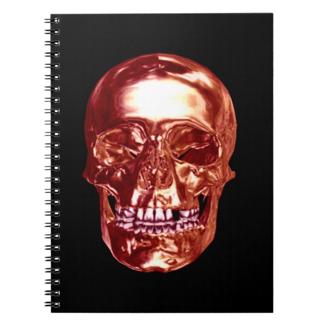 Cahier à spirale Crâne Chrome Rouge (Devant)