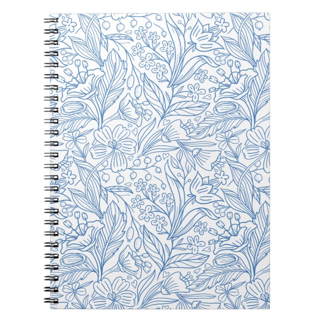 Cahier à spirale d'art botanique bleu (Devant)