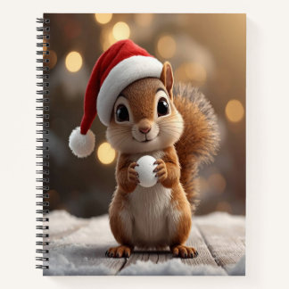 Cahier à spirale de luxe écureuil de Noël mignon