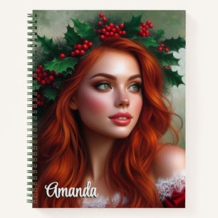 Cahier à spirale de Noël avec feuilles de houx