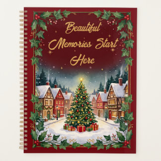 Cahier à spirale de Noël de village d'hiver cosy