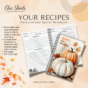 Cahier à spirale de recettes d'automne personnalis